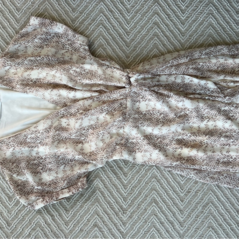 All in Favor Brown and Tan Pleated Tie Front Sundress